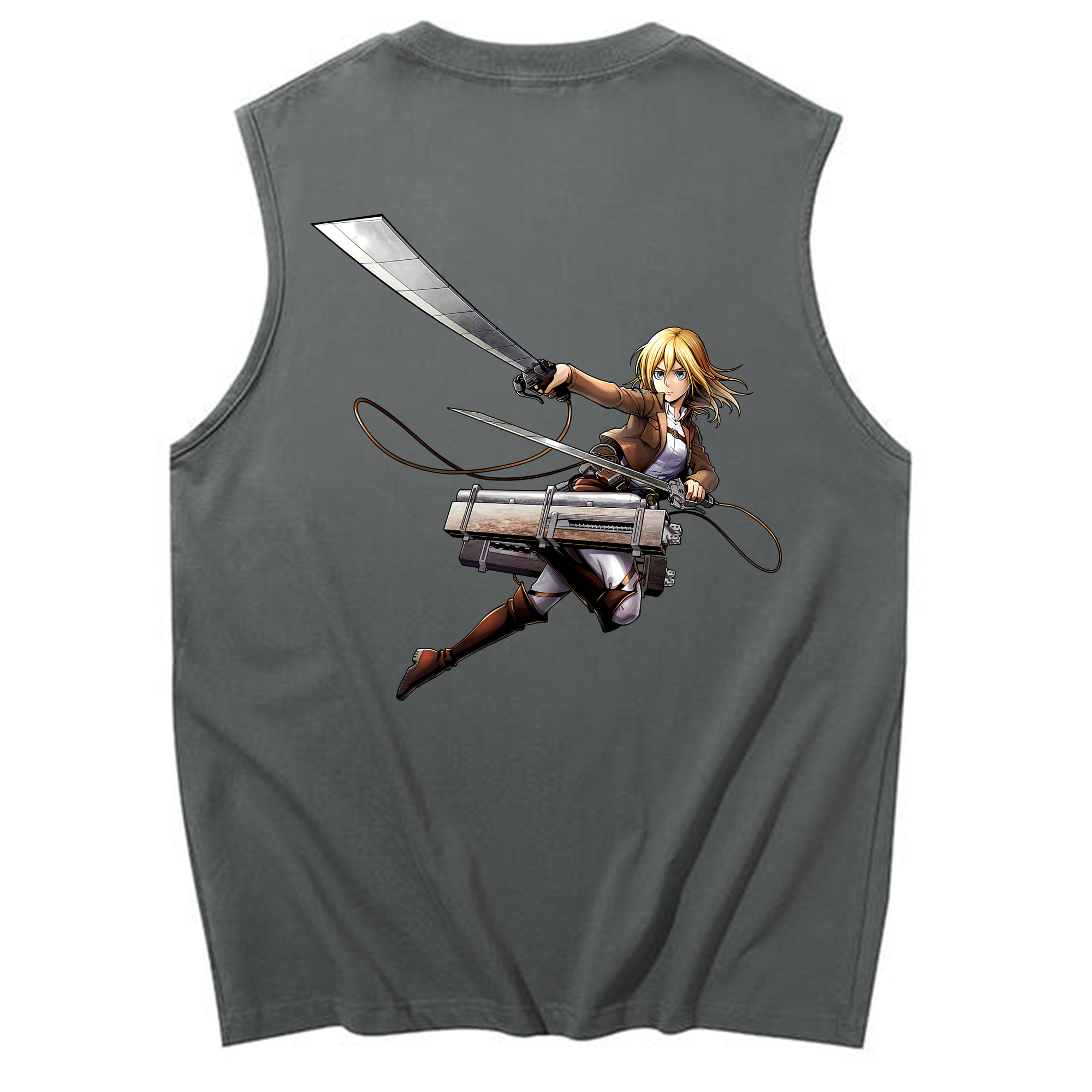 （画像用） 進撃の巨人 クリスタ·レンズ Attack on Titan Christa Lenz コットン100％タンクトップ（背面プリント）